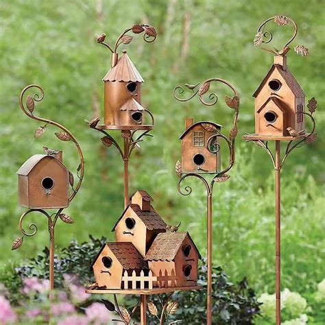 depose metal statue bird house|Birds & Birdhouses Iron Outdoor Ornaments & Statues.